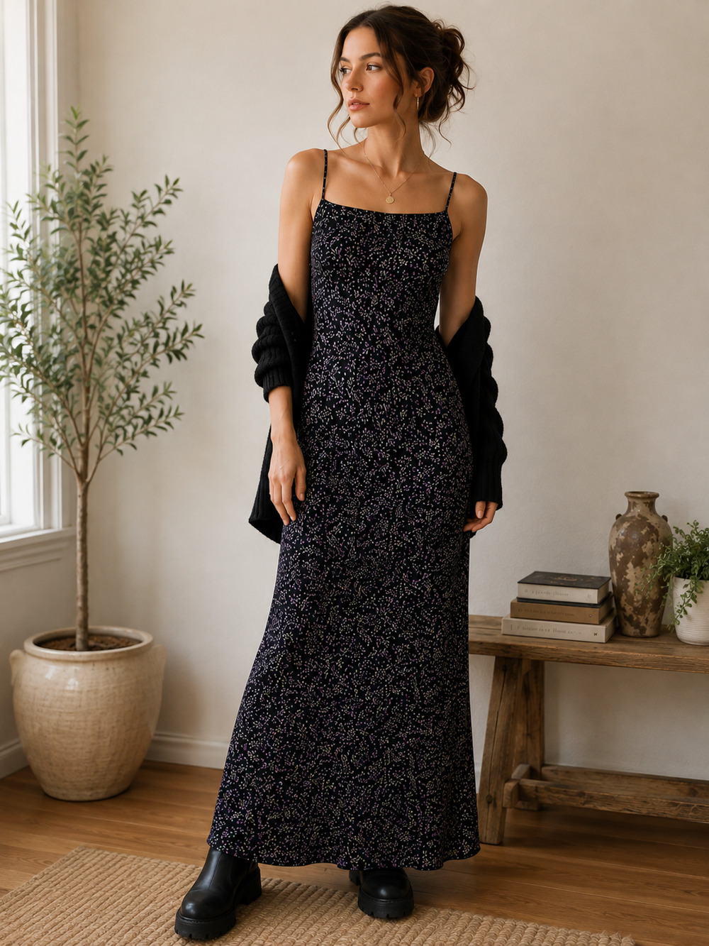 Y2K GAP Floral Rayon Maxi Slip Dress Size 12